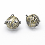 Brass Rack Plating Cage Pendants, For Chime Ball Pendant Necklaces Making, Lead Free & Cadmium Free, Round