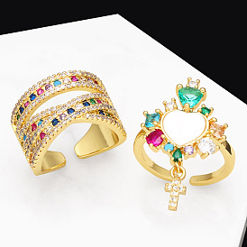 Colorful Retro Luxury Finger Ring with Zircon Stone for Women