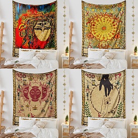 Tarot Card Theme Polyester Wall Tapestry, Rectangle Tapestry for Wall Bedroom Living Room, Witch/Sun/Mermaid Pattern