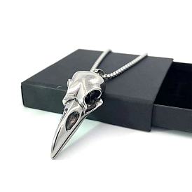 Готические мужские ожерелья с подвеской из нержавеющей стали в виде черепа ворона в стиле скандинавского викинга