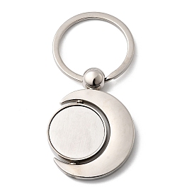 Вращающийся брелок-подвеска из сплава с кабошонами, плоско-круглые, двухсторонняя оправа кабошона с железными кольцами для ключей