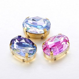 Шить на горный хрусталь, многожильных ссылки, имитация австрийский хрусталь, k 9 стеклянный страз, с настройками латуни, аксессуары для одежды, граненые, овальные, золотые