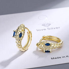 Elegant Blue Zircon Snake-shaped Earrings - Minimalist, European and American Style