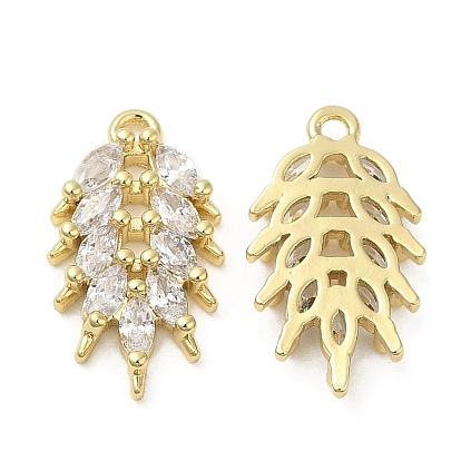 Brass with Clear Cubic Zirconia Pendants, Cadmium Free & Nickel Free & Lead Free, Wheat