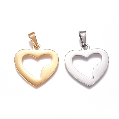 304 Stainless Steel Pendants, Heart
