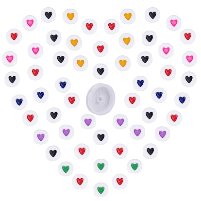 SUNNYCLUE DIY Children Bracelets Making Kits, include Opaque Acrylic Heart Letter Beads and Clear Round Elastic Crystal Thread
