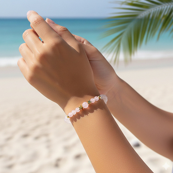 Браслеты из круглых бусин из натуральных драгоценных камней для женщин, звезда, с латунной бисера