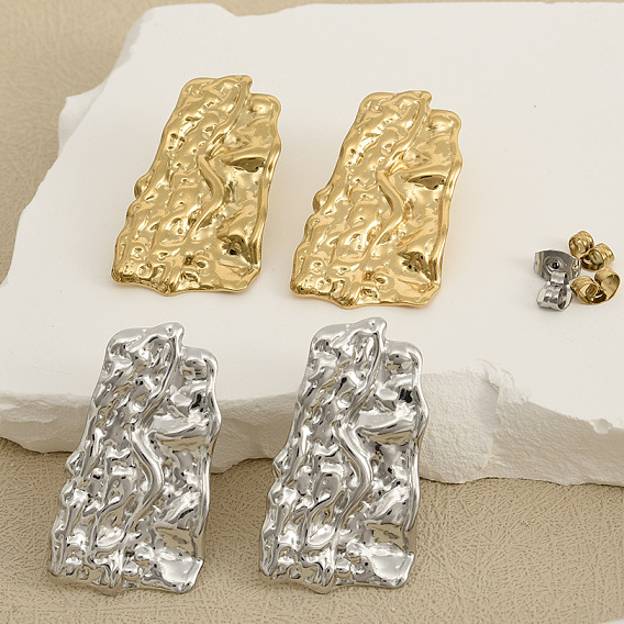 304 серьги-гвоздики из нержавеющей стали с уникальной текстурой, женские украшения