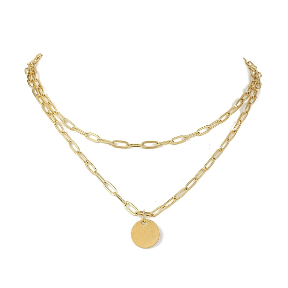 304 колье из нержавеющей стали, плоские круглые ожерелья шкентеля для женщин