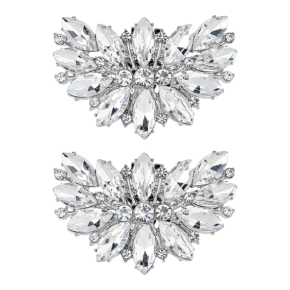 1 пара съемных пряжек из сплава в форме цветка, с кристально горный хрусталь