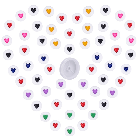 SUNNYCLUE DIY Children Bracelets Making Kits, include Opaque Acrylic Heart Letter Beads and Clear Round Elastic Crystal Thread
