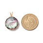 Resin Imitation Shell Pendants, with Copper Wire Wrapped, Half Round Charm
