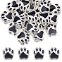 24шт. серебристые эмалированные европейские бусины из сплава с покрытием, бусины с большим отверстием, с рисунками собачих следов