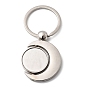 Вращающийся брелок-подвеска из сплава с кабошонами, плоско-круглые, двухсторонняя оправа кабошона с железными кольцами для ключей