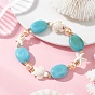 Женские эластичные браслеты из синтетической бирюзы, акрила и стеклянных жемчужин., овальный и черепаха и морская звезда и круглый