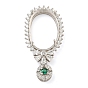 925 Sterling Silver Pendant Cabochon Settings, Prong Settings, with Cubic Zirconia, Rhinestone Claw Settings, Prong Settings, Oval