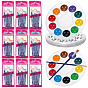 24Pcs Round PET Watercolor Oil Palette, with 24 Bags Plastic Painting Brush Set