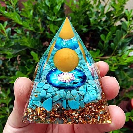 Crystal Ball Epoxy Pyramid Ornament Turquoise Resin Synthetic Crafts Home Office Decoration