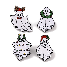 Christmas Theme Ghost Enamel Pins, Alloy Brooches for Backpack Clothes