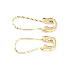 Safety Pin Shape Rack Plating Brass Hoop Earrings for Woman, Long-Lasting Plated, Lead Free & Cadmium Free