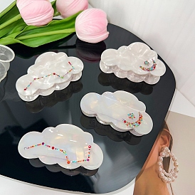Cloud Cellulose Acetate Claw Hair Clips, with Rhinestones, Hair Accessories for Women