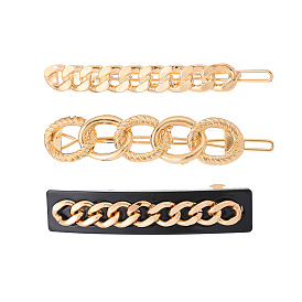 Fashionable and Minimalist Chain Spring Clip Acrylic Geometric Hairpin