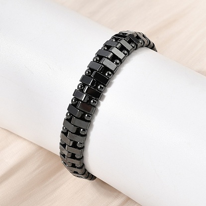Немагнитные эластичные браслеты из синтетического гематита для мужчин и женщин, Прямоугольник и круглый
