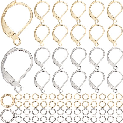 80 шт. 2 цвет 304 фурнитура для сережек с застежкой-молнией из нержавеющей стали, с петлей и 100 шт. открытыми кольцами для прыжков