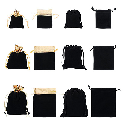 24Pcs 6 Styles Rectangle Velvet Jewelry Drawstring Bags