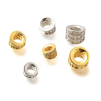 925 бусины из стерлингового серебра с микропаве, прозрачные бусины из кубического циркония, плоско-круглые