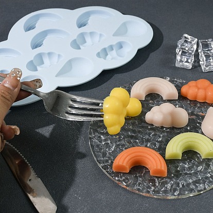 Moules en silicone pour fondant diy, nuage avec larme, nuage et motif arc-en-ciel, pour faire des gâteaux