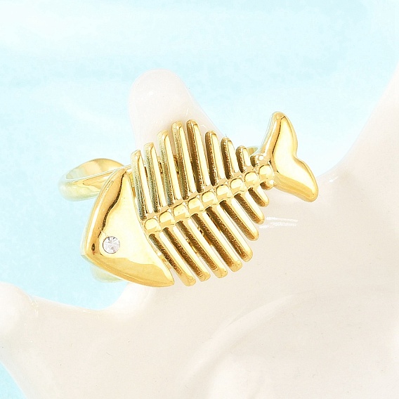 304 открытые манжеты из нержавеющей стали с цирконием и микро-паве для женщин, рыба