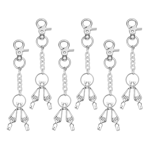 6Pcs Iron Clips with Aluminum Cable Chains Glove Clips, with Alloy Swivel Clasps