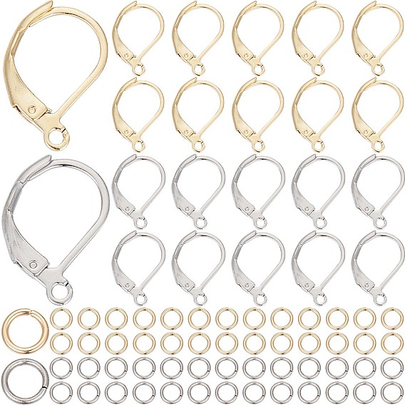 80 шт. 2 цвет 304 фурнитура для сережек с застежкой-молнией из нержавеющей стали, с петлей и 100 шт. открытыми кольцами для прыжков