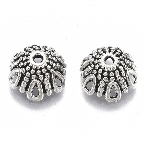 Tibetan Style Alloy Bead Caps, Multi-Petal, Cadmium Free & Lead Free