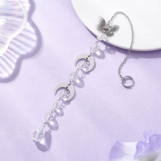 Стекло каплевидное окно висит ловцы солнца, подвески-бабочки из нержавеющей стали и латуни для декора на открытом воздухе и в саду