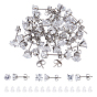 15 Pairs 3 Styles Cubic Zirconia Ear Studs, with Stainless Steel Base and Plastic Ear Nuts, Heart & Flat Round & Square