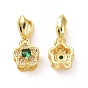 Brass Micro Pave Green Cubic Zirconia Ice Pick Pinch Bails, Plum Blossom