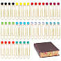 40 piezas 10 colores clips de papel de hierro, con cuentas redondas de color turquesa sintética, dorado