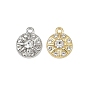 Подвески из сплава и страза, плоские круглые с солнцем, стойки покрытие, без кадмия и без свинца