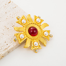 Exquisite Vintage Pearl Brooch in Baroque Palace Style - Luxurious Gold Pin for Sophisticated Fashionistas