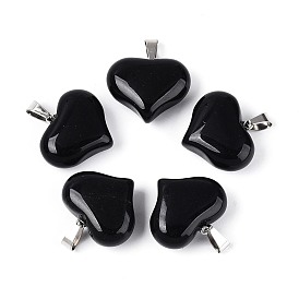 Природных драгоценных камней подвески, Подвески в форме сердца с железными защелками., платина