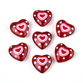 Нити прозрачных бусин из стеклянной эмали, сердце