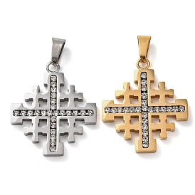 304 подвески из нержавеющей стали, амулеты с иерусалимским крестом, со стразами