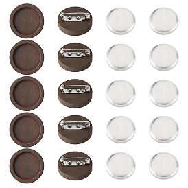 Наборы для самостоятельного изготовления круглых брошей из дерева и алюминия