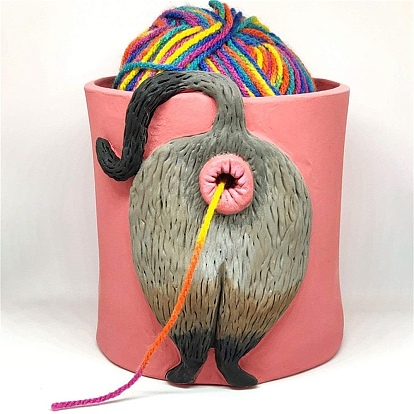 Resin Cute Cat Butt Yarn Bowl Decorations, Funny Cat Butt Yarn Storage Organizer, Crochet Yarn Holder, Handmade Crocheting Accessories