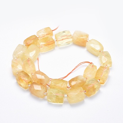Natural Citrine Beads Strands, Faceted, Cuboid