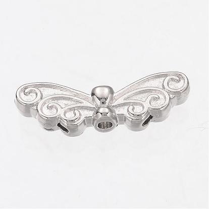 Alloy Multi-Strand Links, Cadmium Free & Lead Free, with Rhinestone, Butterfly, 7x22x4mm, Hole: 1.5mm