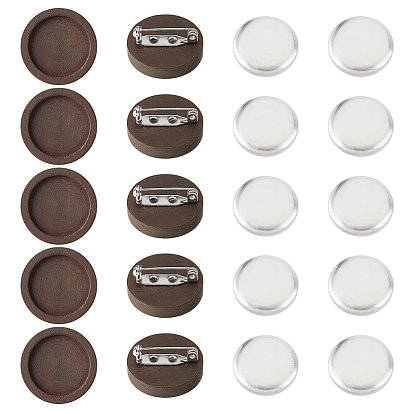 Наборы для самостоятельного изготовления круглых брошей из дерева и алюминия