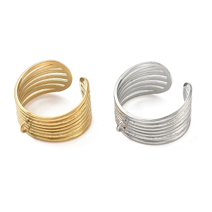304 Engaste de anillo abierto para brazalete de acero inoxidable, con bucle, revestimiento de iones (ip)